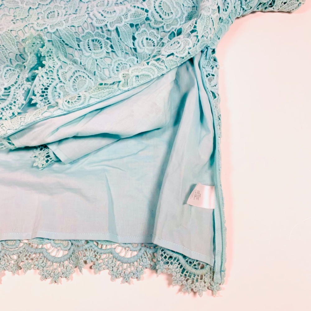 Talbots Spring teal blue/green boho crochet/lace long sleeve blouse cottagecore - Picture 8 of 12